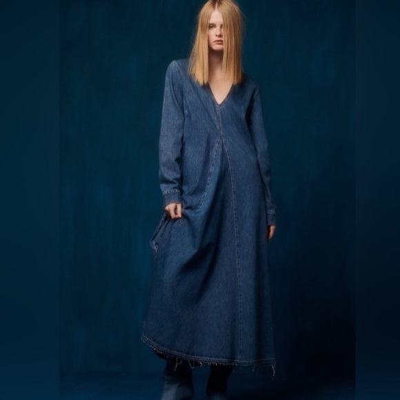 Zara Long Denim Dress New, XS - Picture 8 of 10